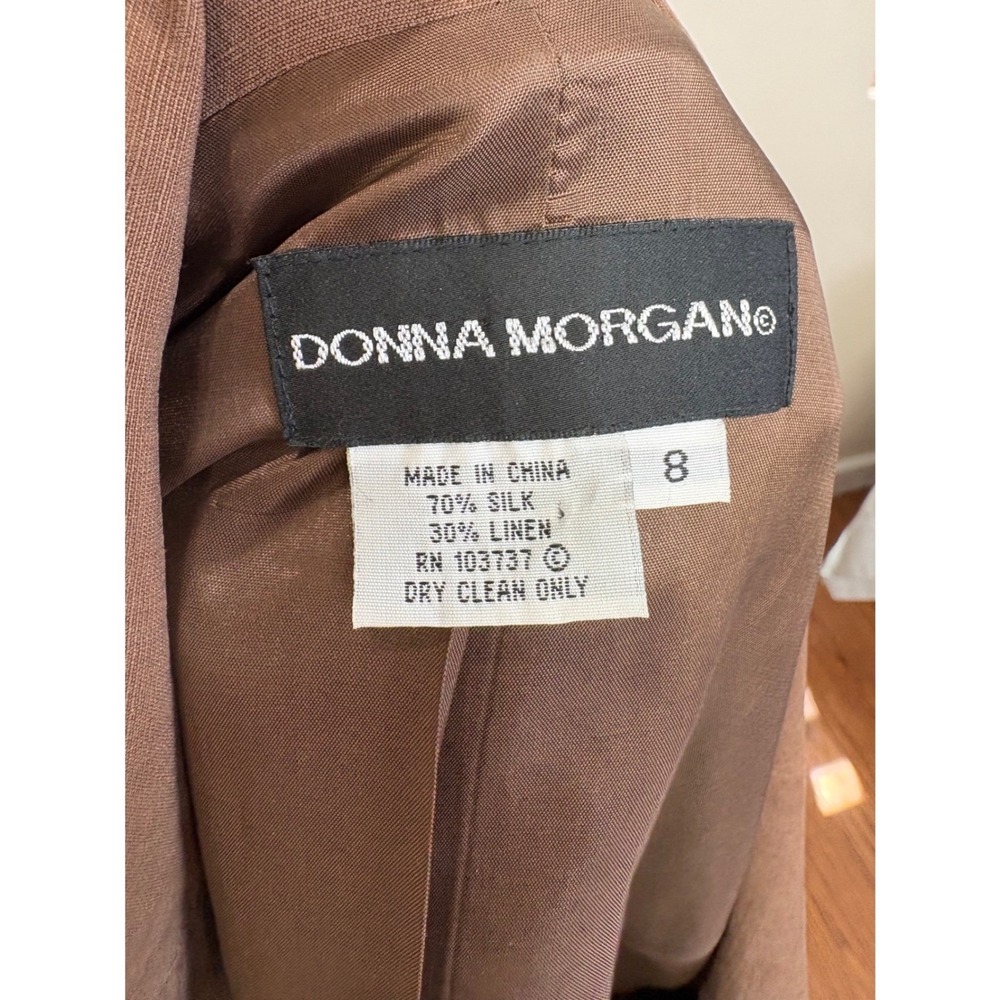 Y2K Vintage Brown Silk & Linen Blazer Jacket Size 8 Business Casual Office‎ - Picture 6 of 6